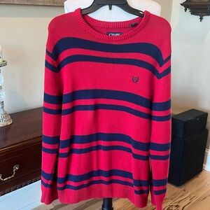 Chaps Red Blue Striped Sweater